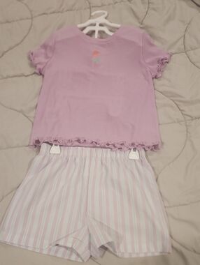 Cuddl Duds Lavender Ruffle Short Pajama Set